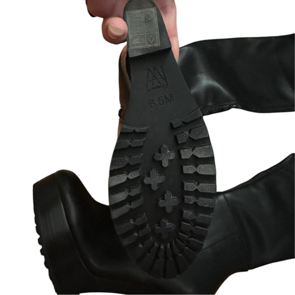 AAJ By Aminah Ava Over-The-Knee Wedge Boots Black 6.5 - Picture 4 of 7